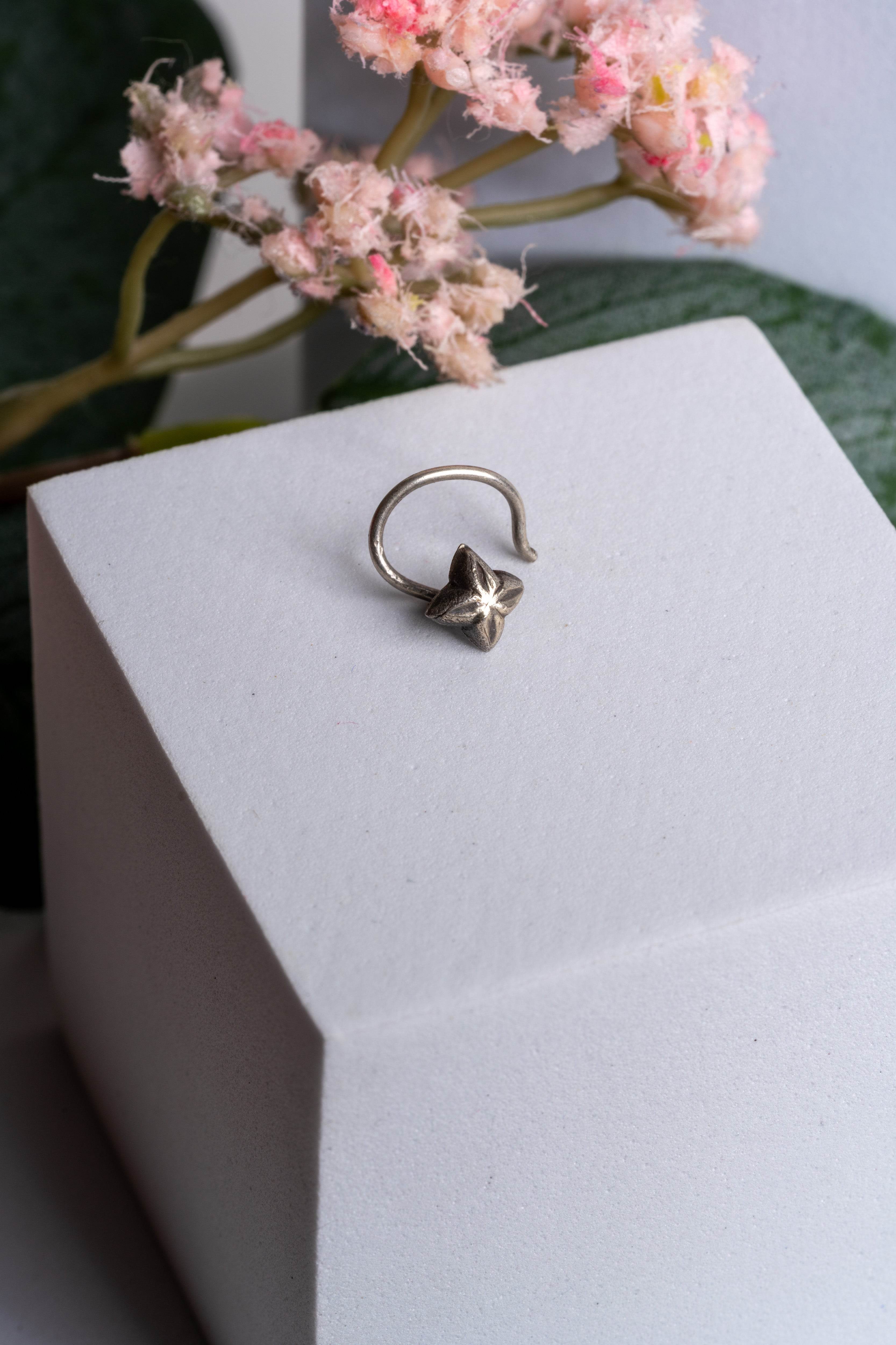 92.5 Pure Silver Nose Pin - Piercing Silver Nosepin Design - Lookandadorn.com