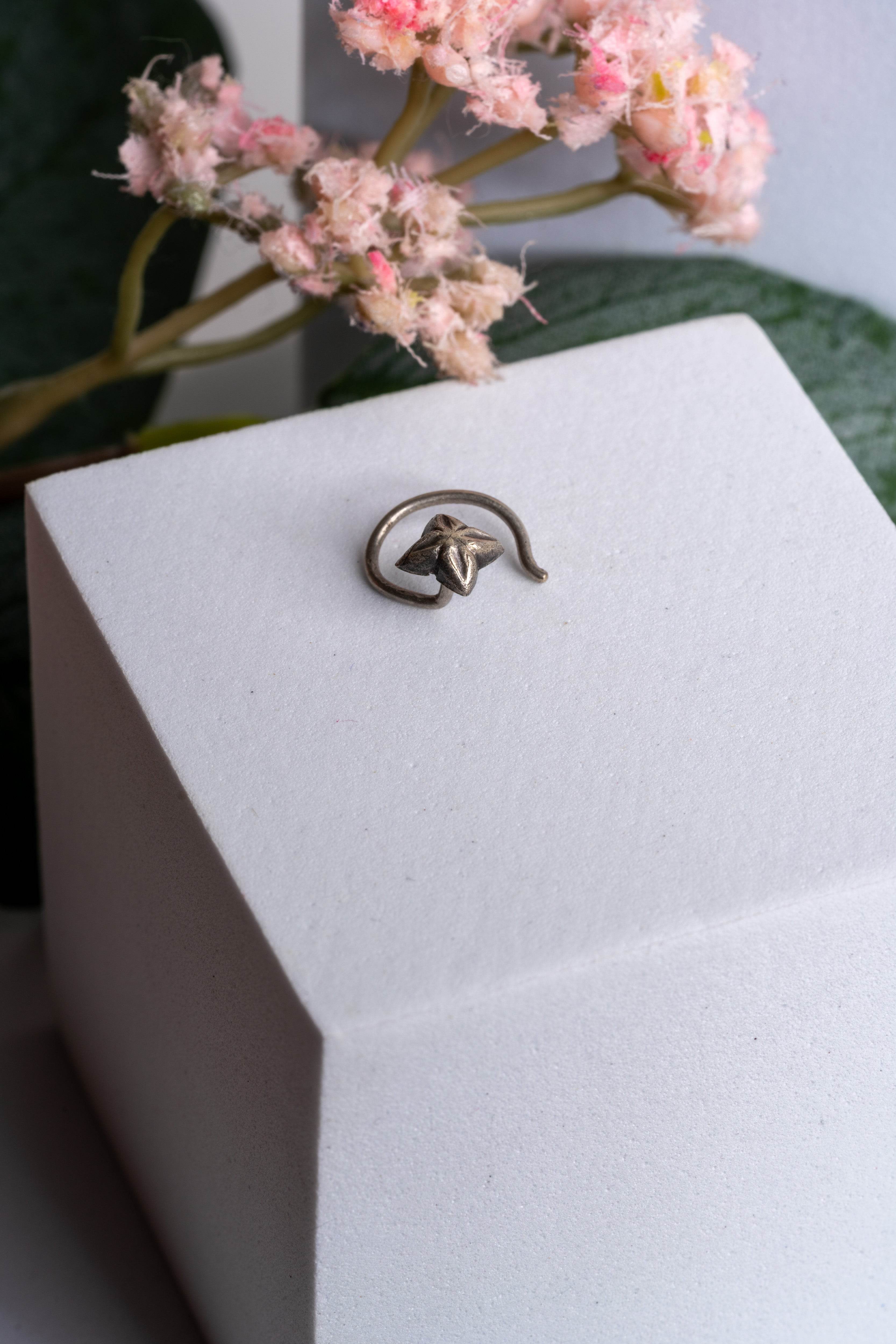 92.5 Pure Silver Nose Pin - Piercing Silver Nosepin Design - Lookandadorn.com