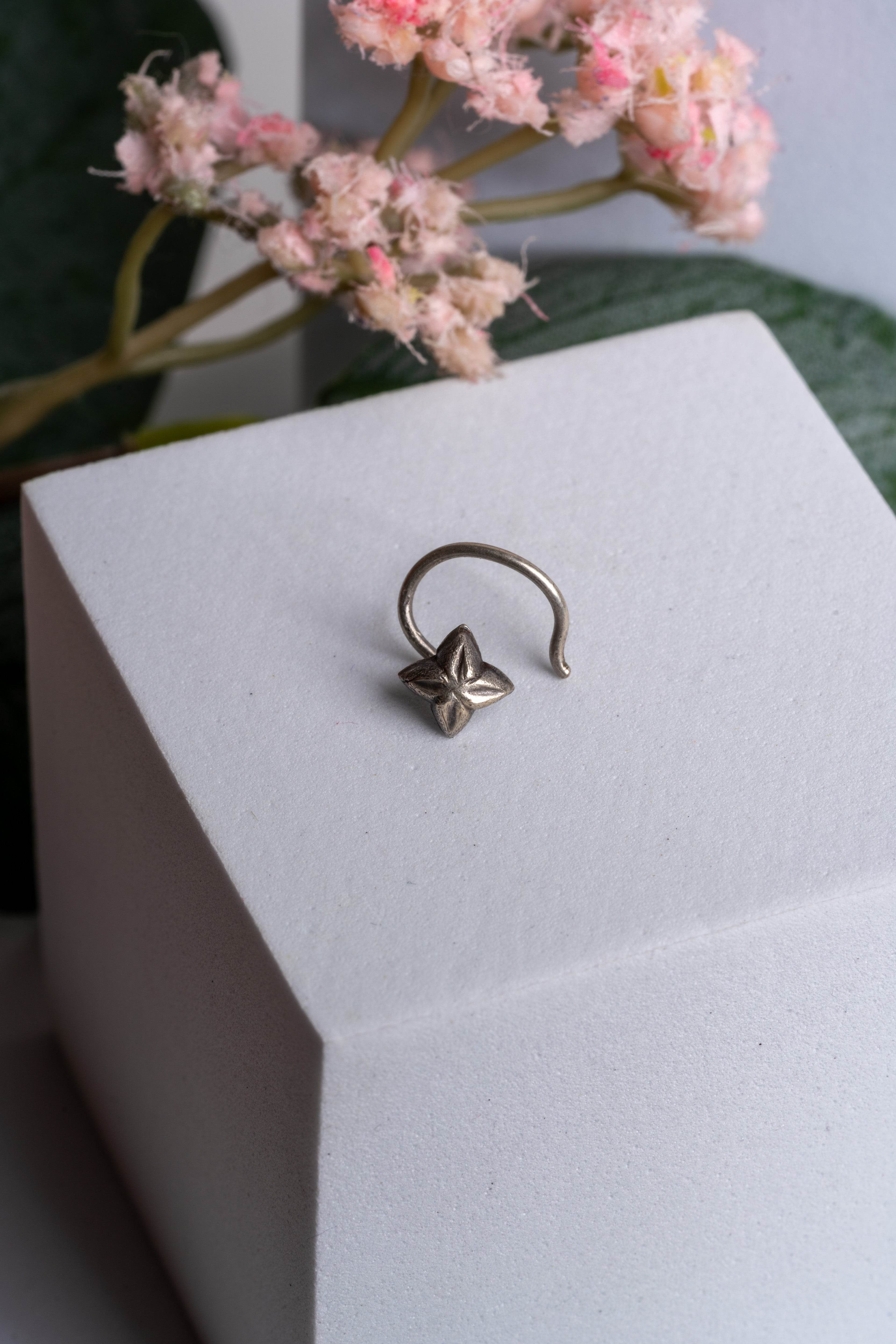 92.5 Pure Silver Nose Pin - Piercing Silver Nosepin Design - Lookandadorn.com