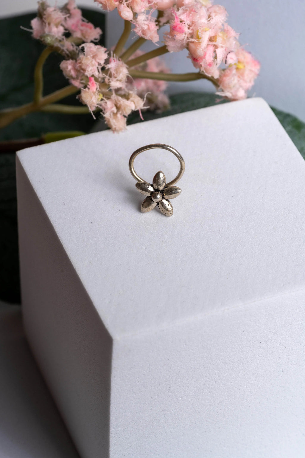 92.5 Pure Silver Nose Pin - Piercing Silver Nosepin Design - Lookandadorn.com
