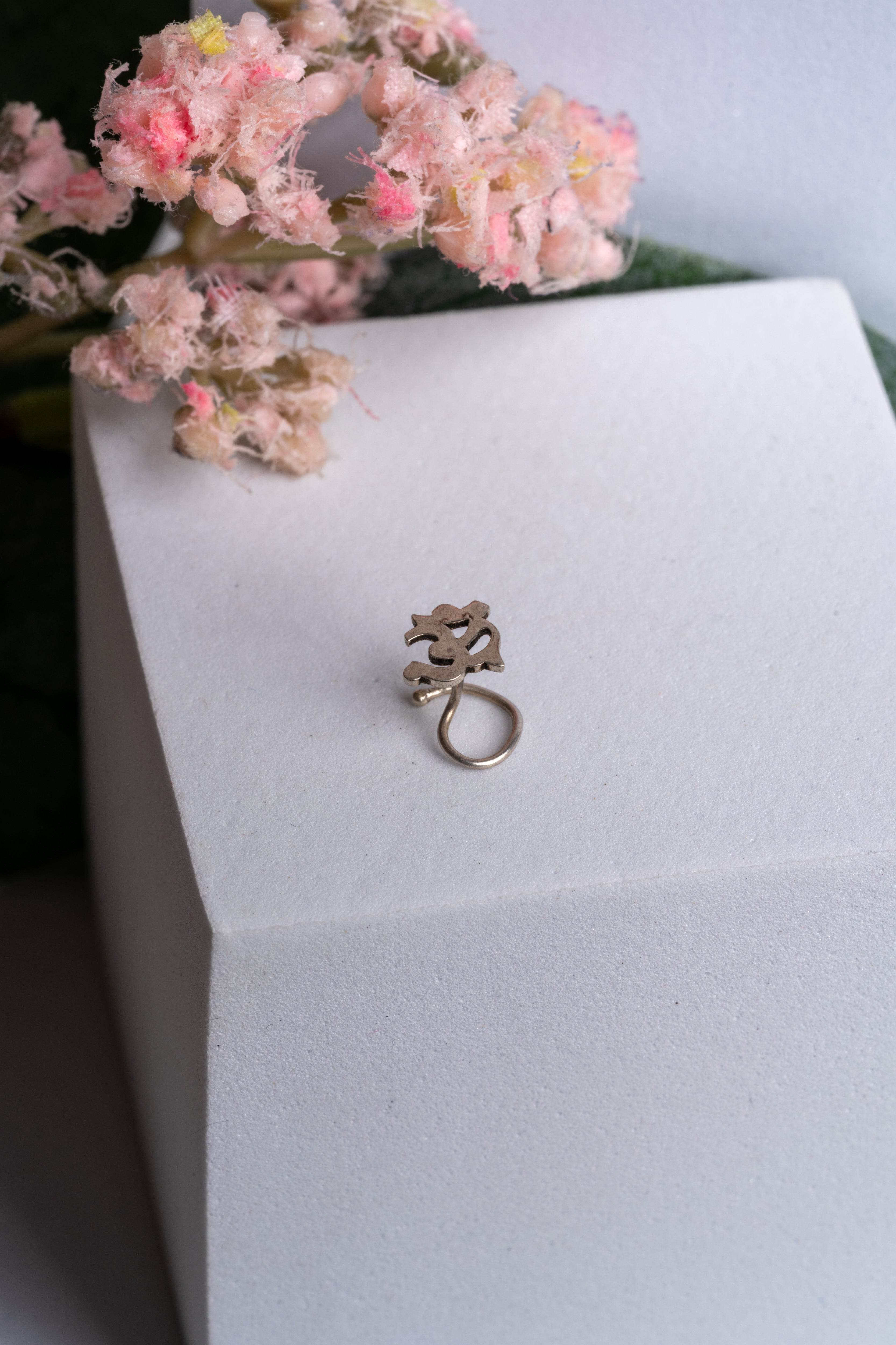 92.5 Pure Silver Nose Pin - Piercing Silver Nosepin Design - Lookandadorn.com