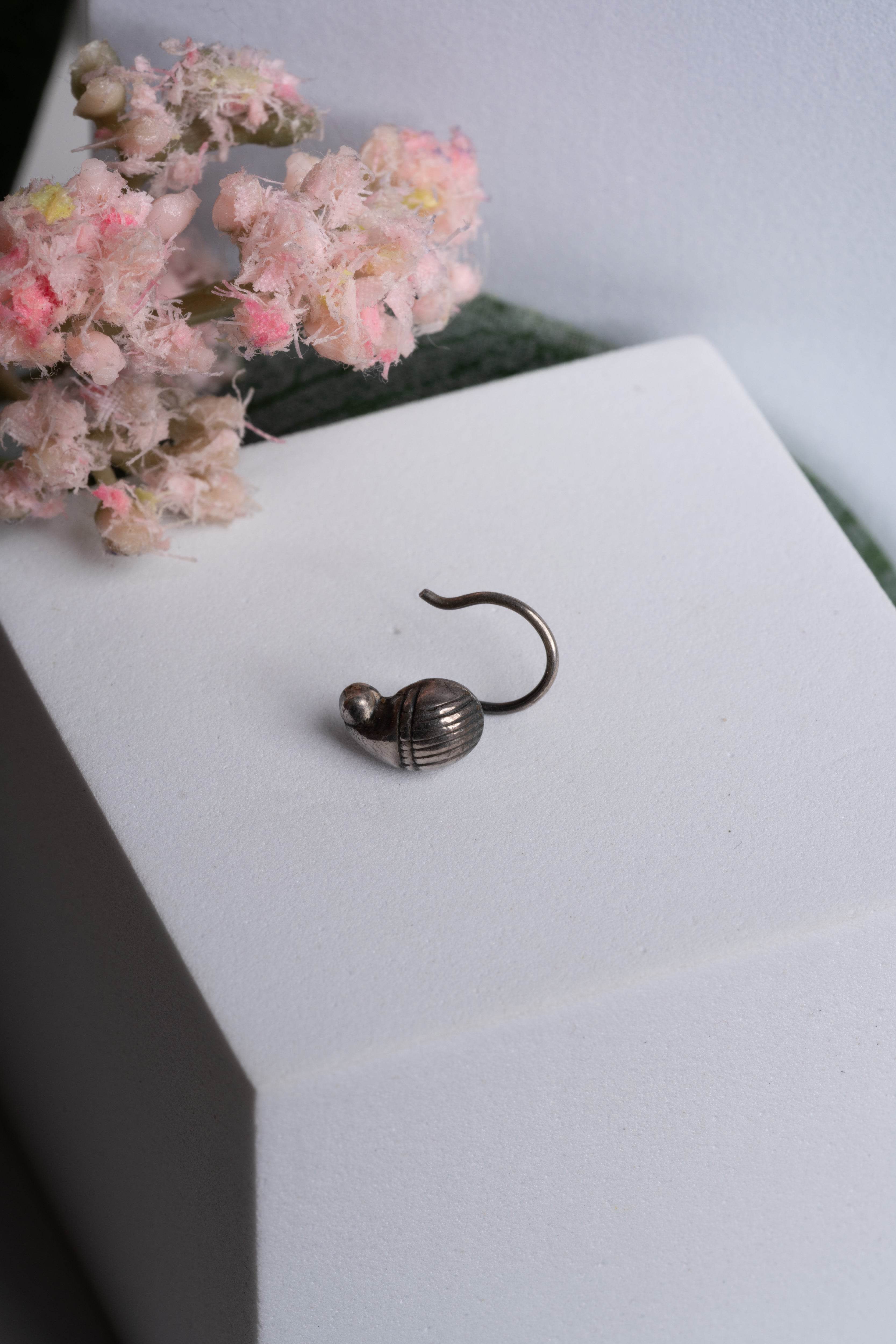 92.5 Pure Silver Nose Pin - Piercing Silver Nosepin Design - Lookandadorn.com