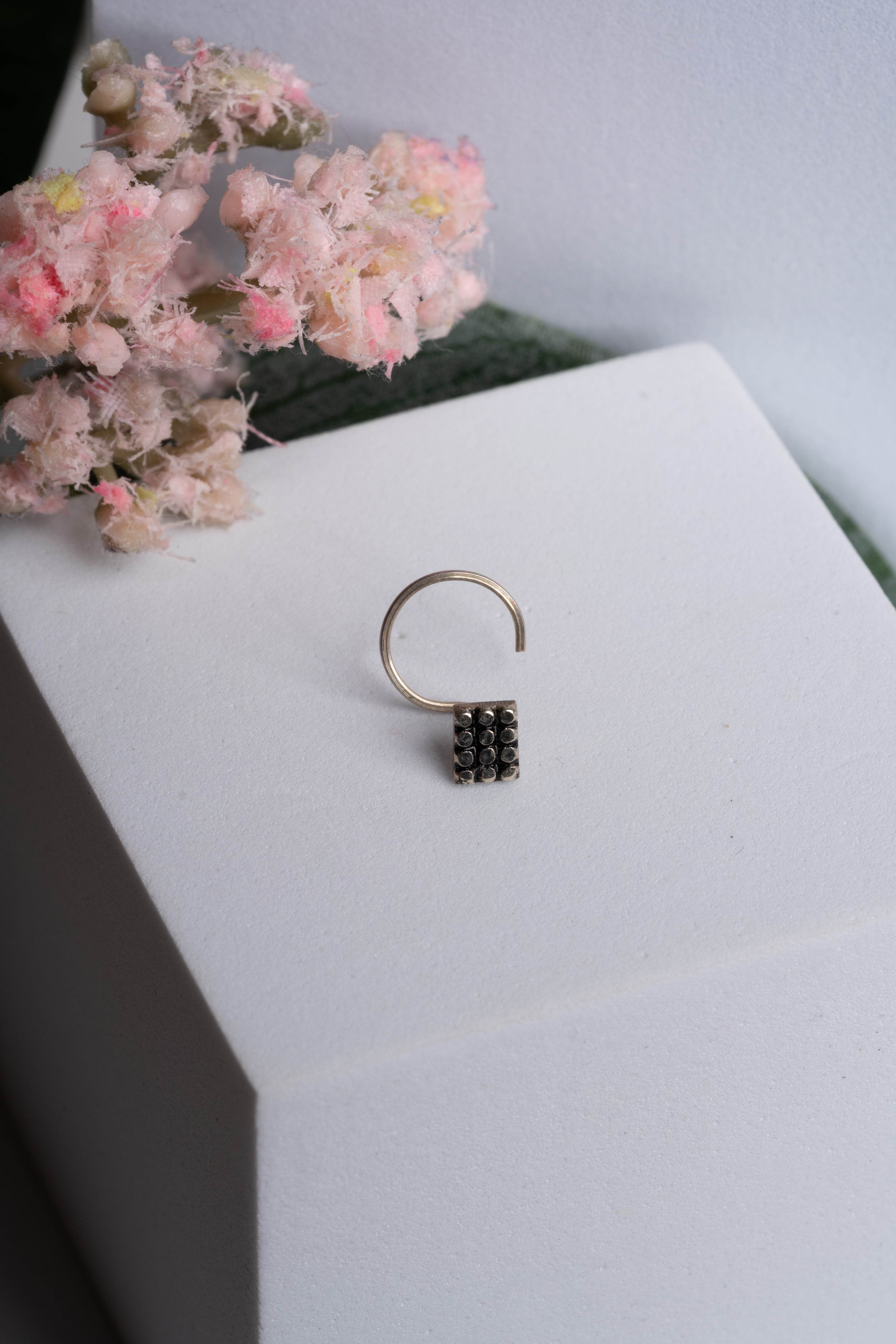 92.5 Pure Silver Nose Pin - Piercing Silver Nosepin Design - Lookandadorn.com