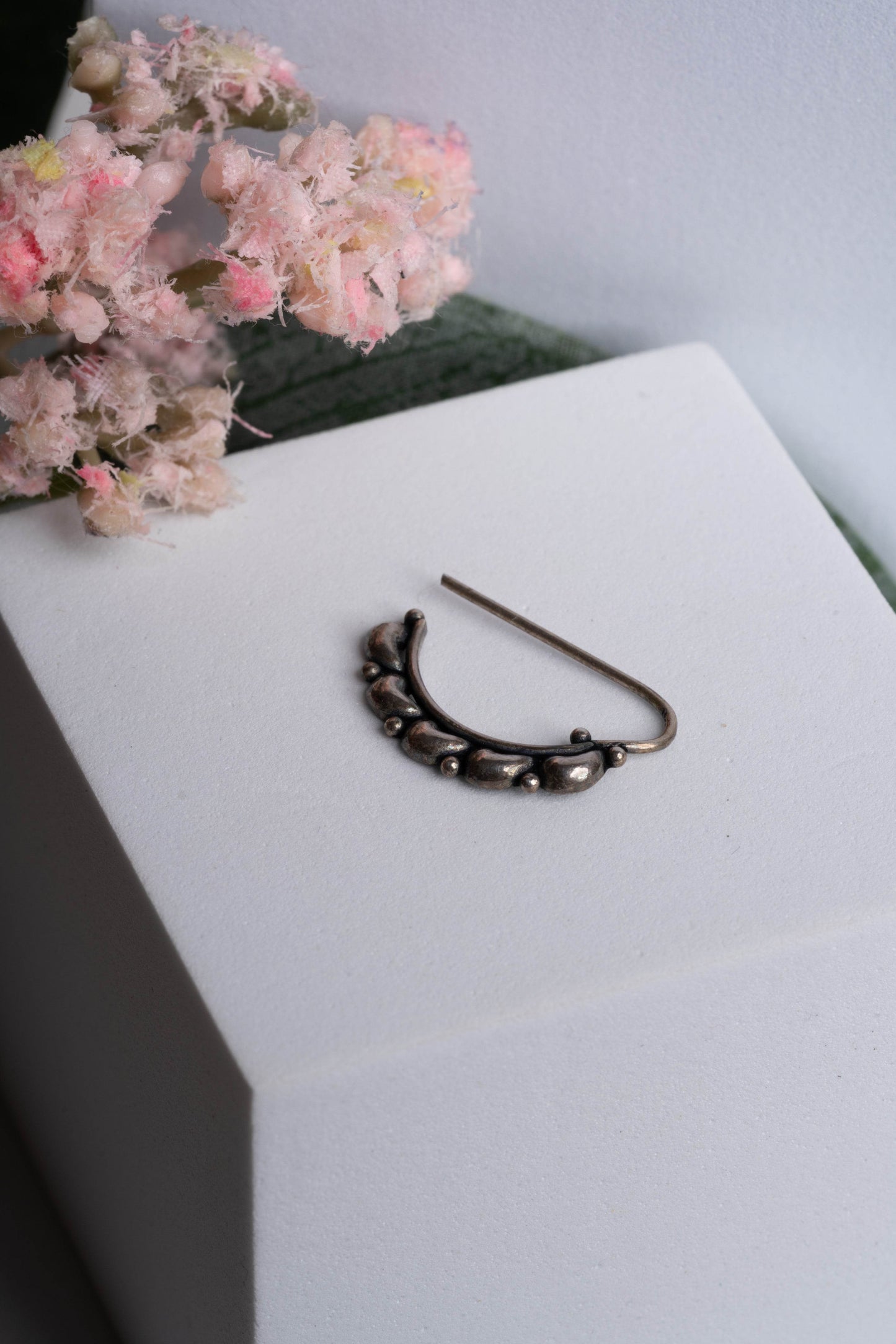 92.5 Pure Silver Nose Pin without Piercing - Clip-On Design Silver Nose Pin - Lookandadorn.com