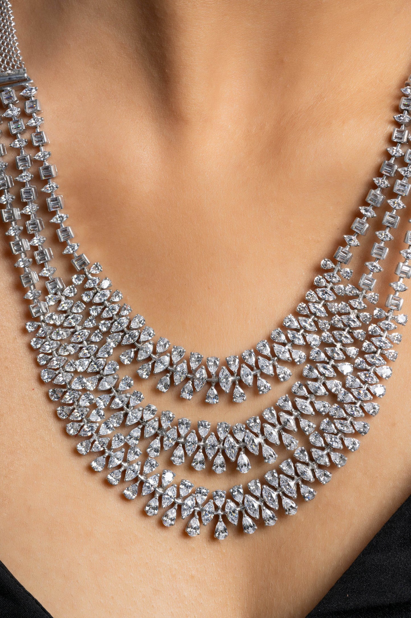 Designer White American Diamond Sterling Silver Necklace - Lookandadorn.com
