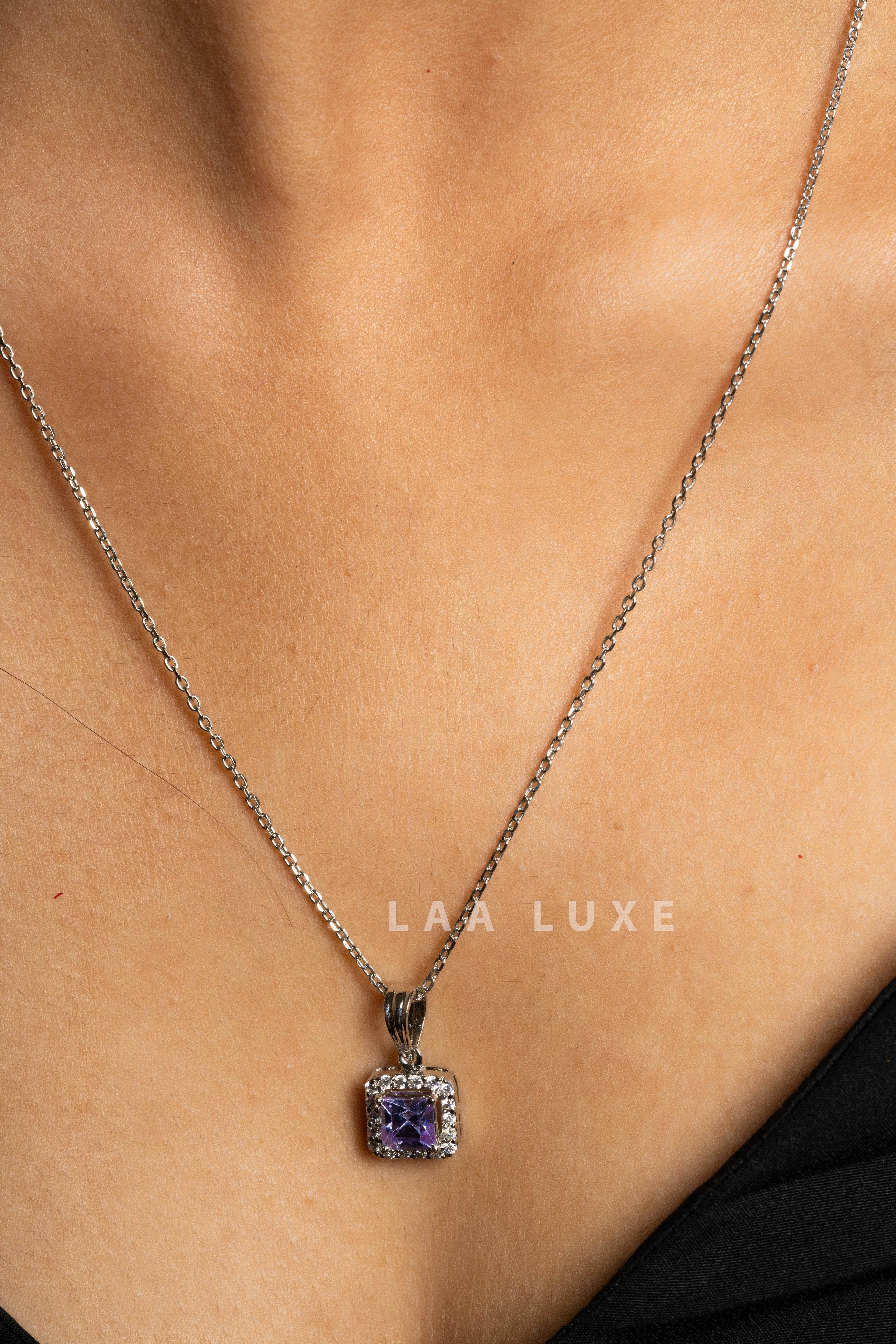 Violet Sapphire American Diamond Sterling Silver Jewelry Set - Lookandadorn.com