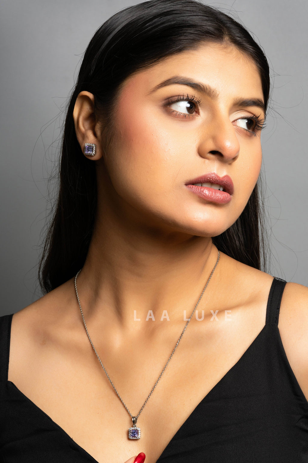 Violet Sapphire American Diamond Sterling Silver Jewelry Set - Lookandadorn.com