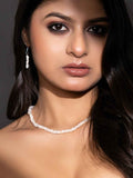 Fresh Water Pearl Single Line Necklace Set with Earrings