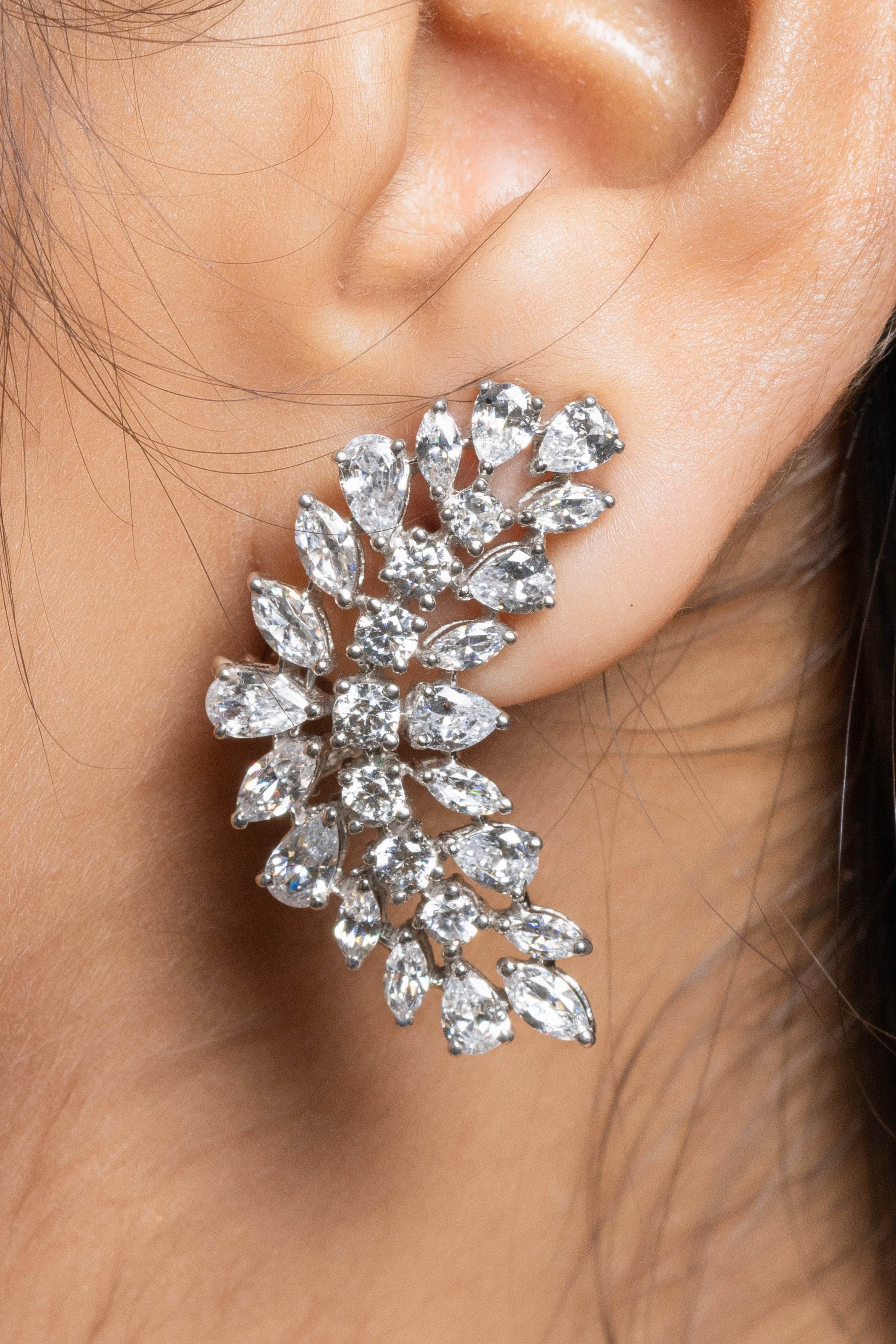 Pearl with American Diamond Sterling Silver Necklace & Earrings Set - Lookandadorn.com