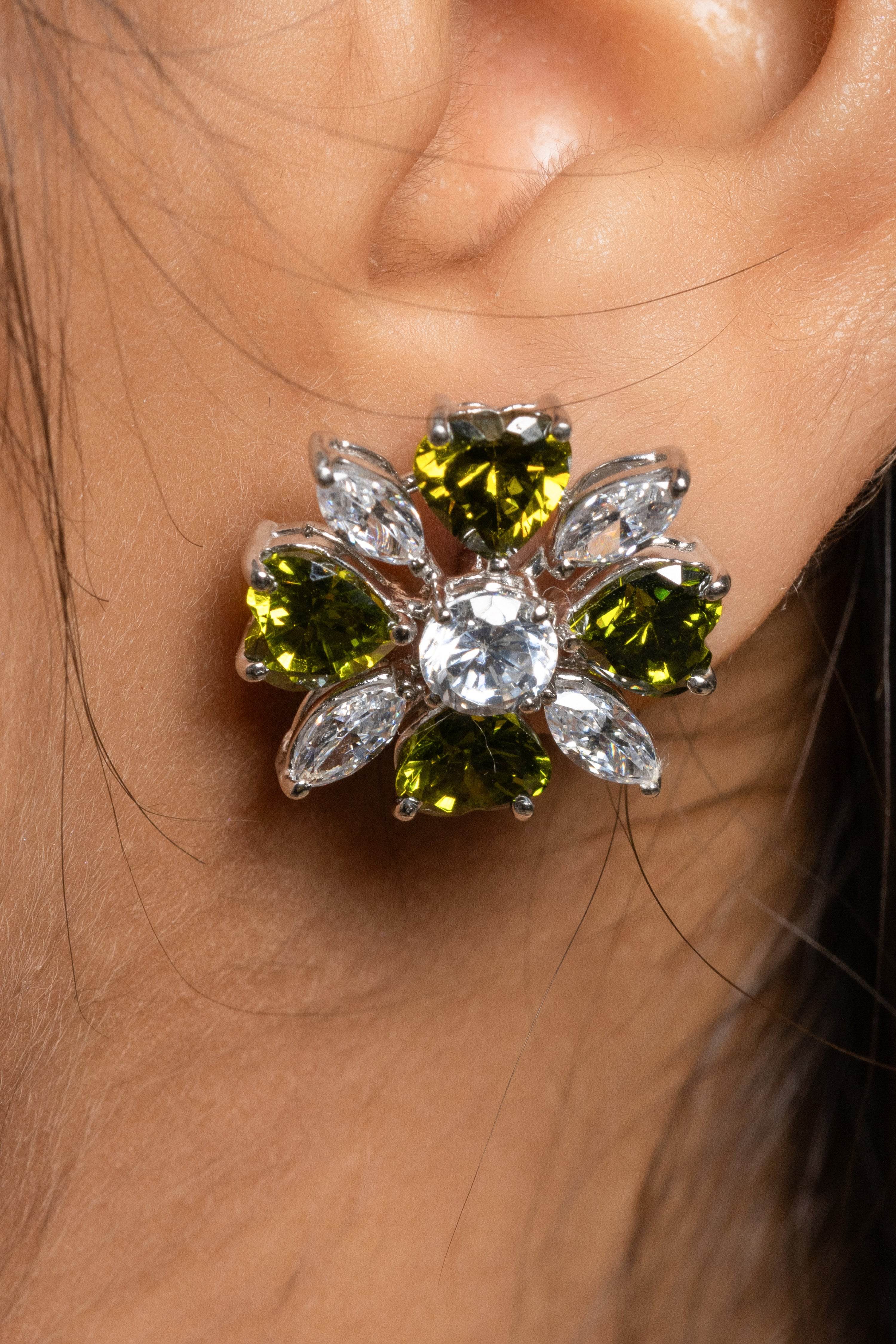 Pearl with American Diamond Sterling Silver Necklace and Earring Set - Lookandadorn.com