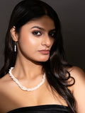 Fresh Water Pearl Triple Line Necklace Set with Earrings