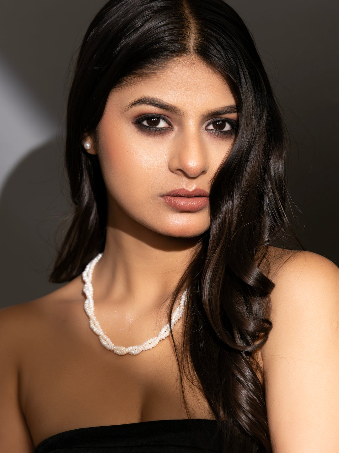 Fresh Water Pearl Double Line Necklace Set with Earrings