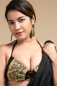 Designer Black Backless Halter Neck Non Padded Bikini Blouse For Women - Lookandadorn.com