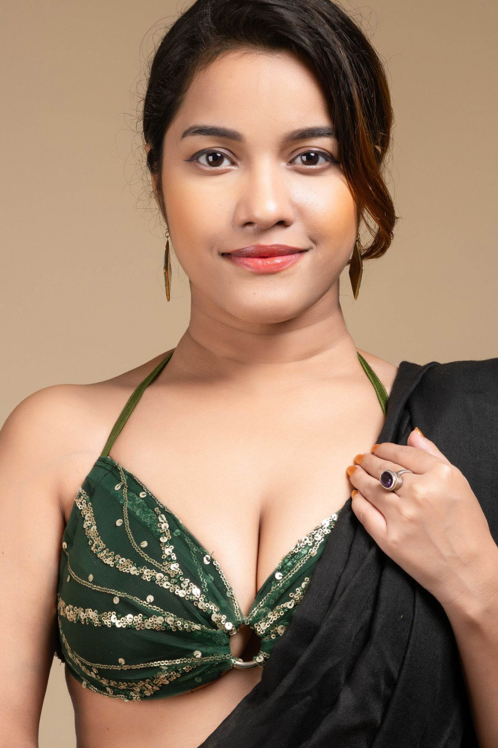 Designer Black Backless Halter Neck Non Padded Bikini Blouse For Women - Lookandadorn.com