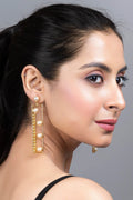 Designer Golden Brass Pearl Dangle Earrings, Non-Allergic - Lookandadorn.com