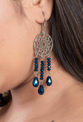 Designer Handmade Blue Crystal Dreamcatcher Earrings