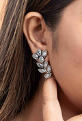 Elegant White Cubic Zirconia Stud Earrings in Oxidised Silver for All Occasions, Non-Allergic Design - Lookandadorn.com
