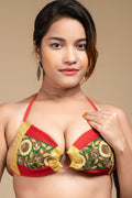 Exclusive Hand Embroidered Red Backless Halter Neck Bikini Blouse for Women - Lookandadorn.com