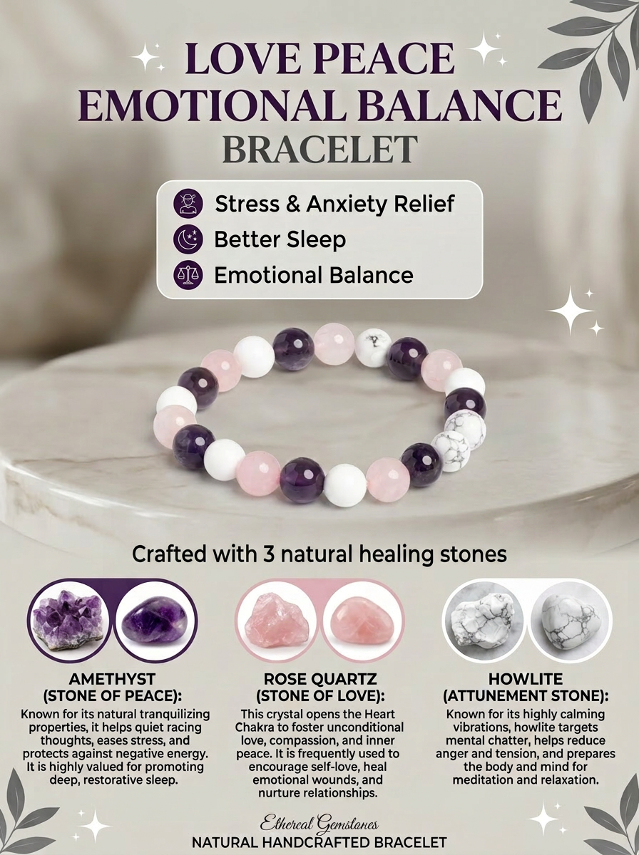 Amethyst Rose Quartz Howlite Bracelet LOOK AND ADORN - designed for you
