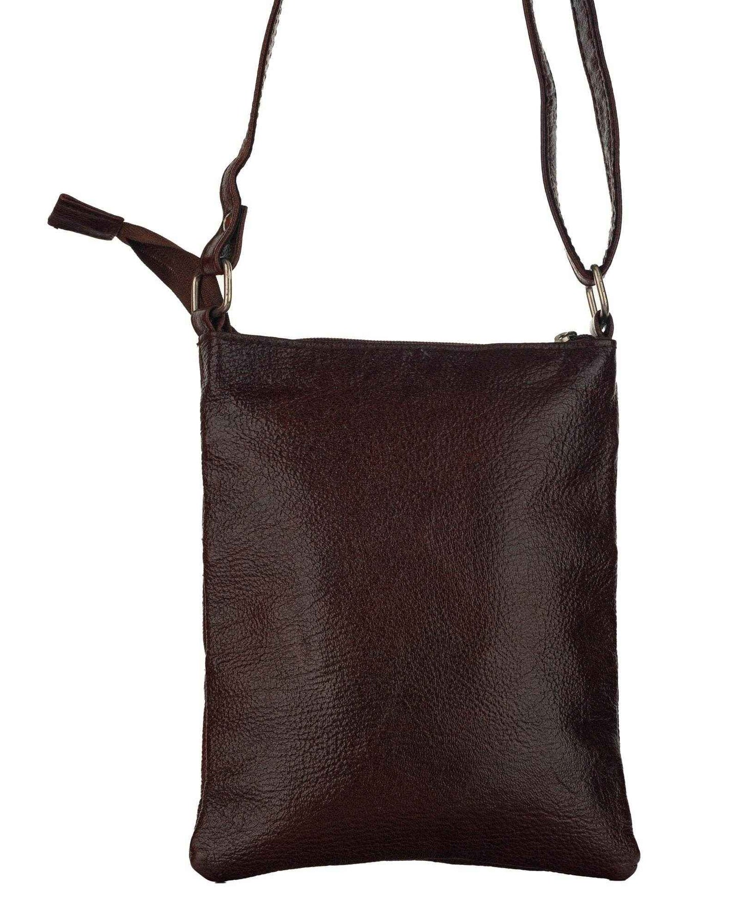 Genuine Leather Brown Crossbody Sling Messenger Bag with 4 Compartments for Daily Essentials - Lookandadorn.com