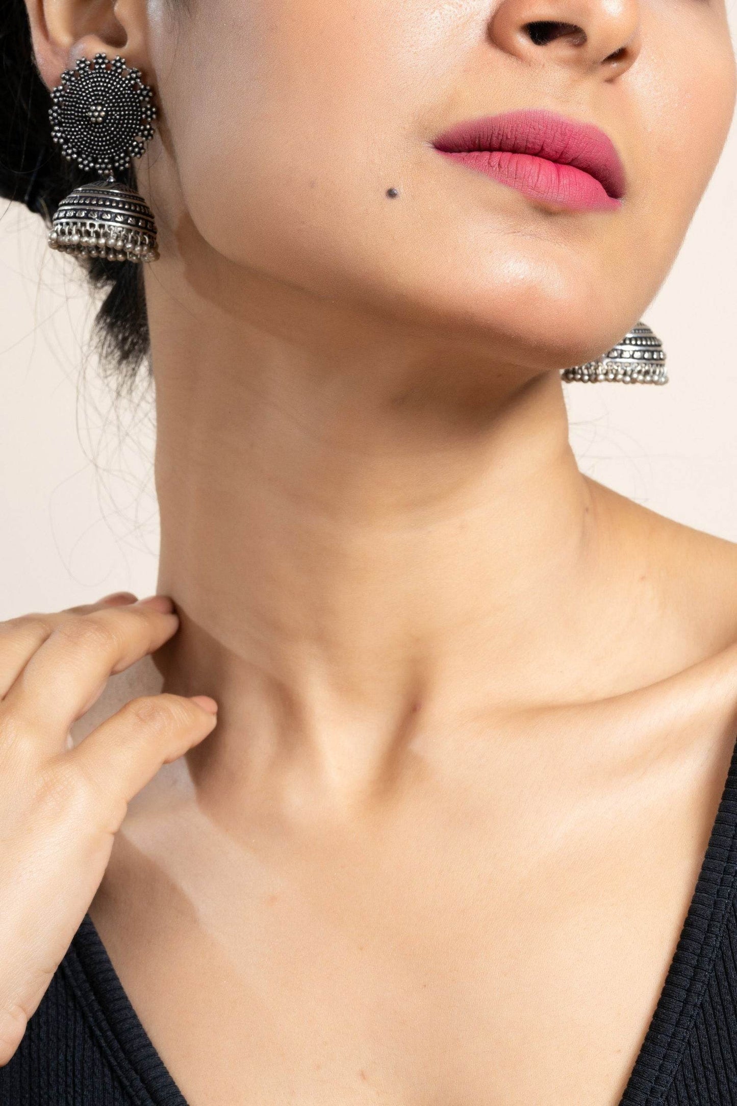 Handmade Designer German Silver Floral Stud Jhumka Earrings - Lightweight, Oxidized Finish, Perfect for All Occasions - Lookandadorn.com