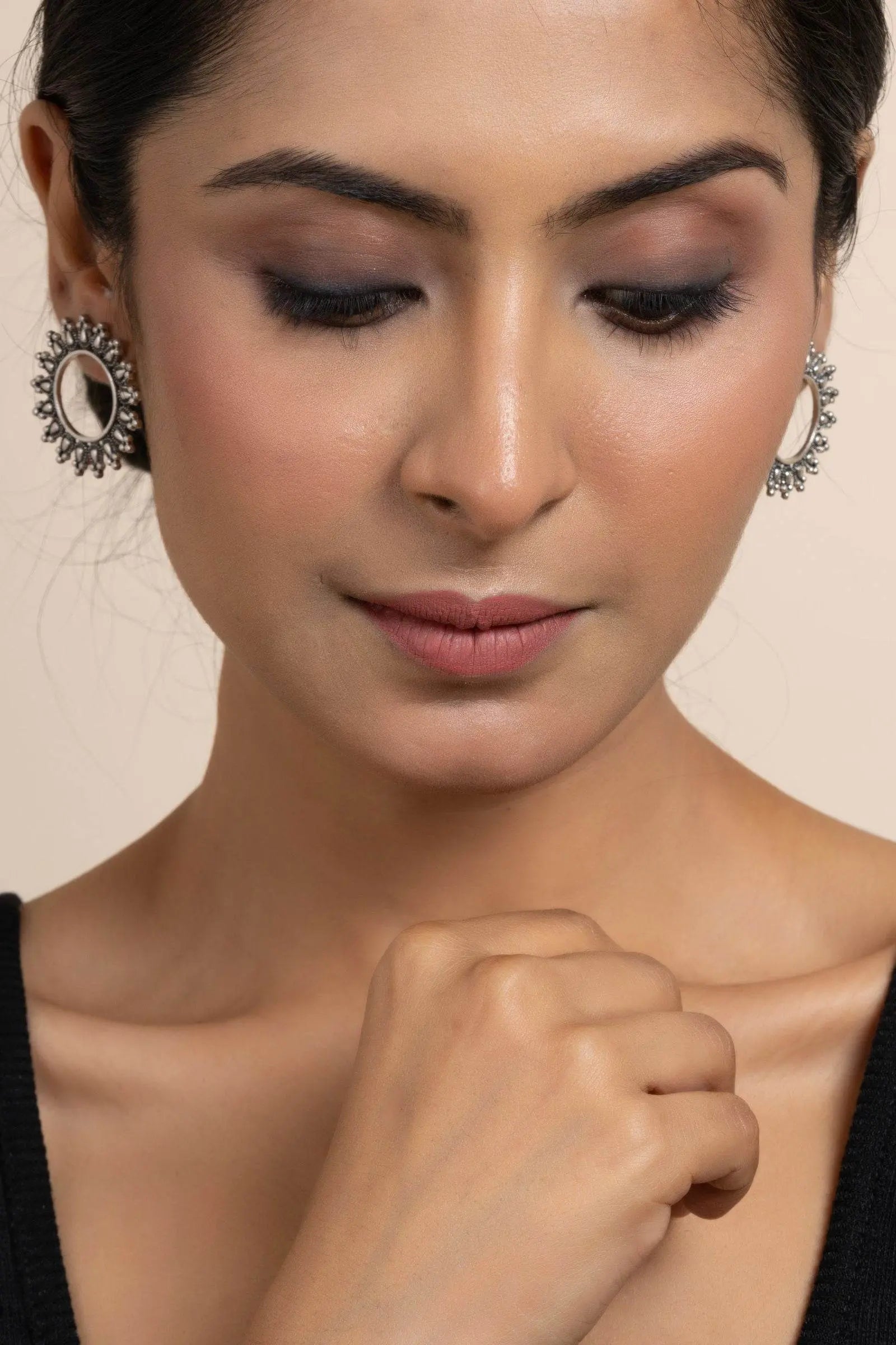 German Silver Hollow Circular Stud Earrings for Everyday Elegance and Special Occasions - Lookandadorn.com