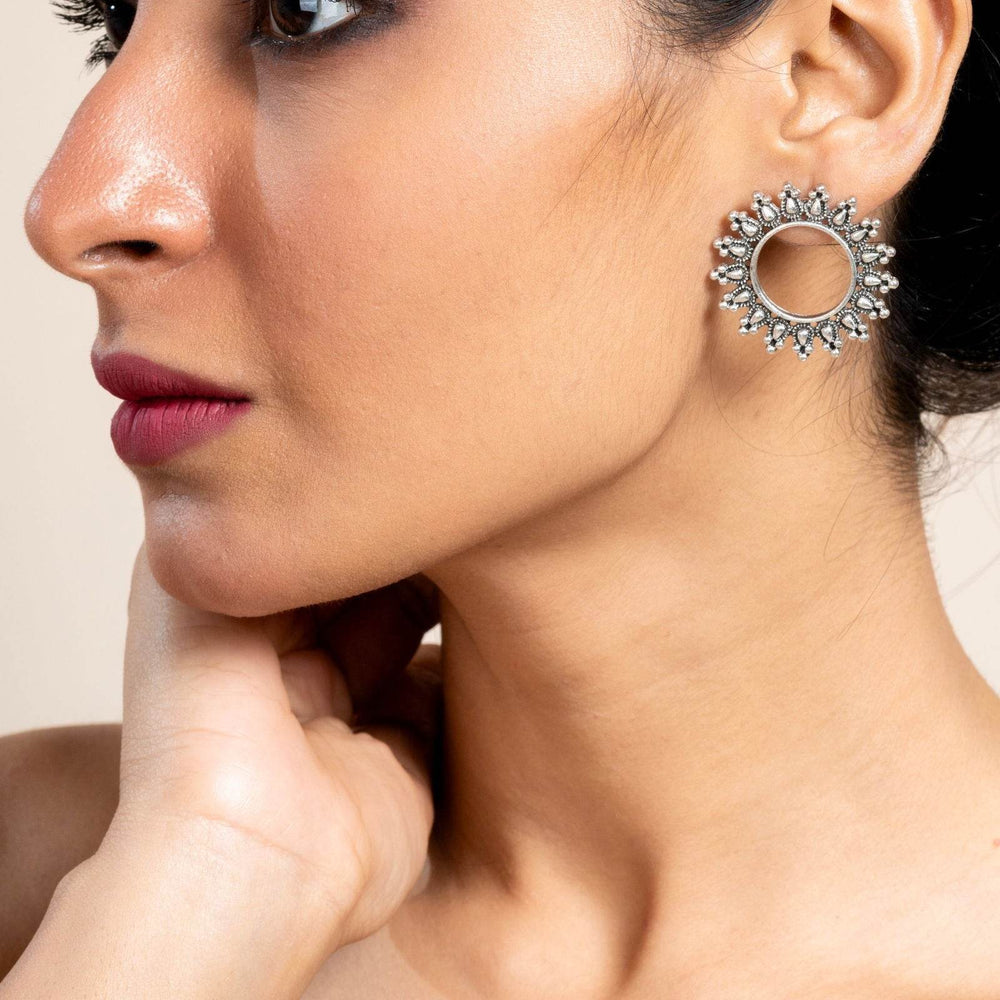 German Silver Hollow Floral Stud Earrings - Lightweight, Non-Allergic, Perfect for Any Occasion - Lookandadorn.com