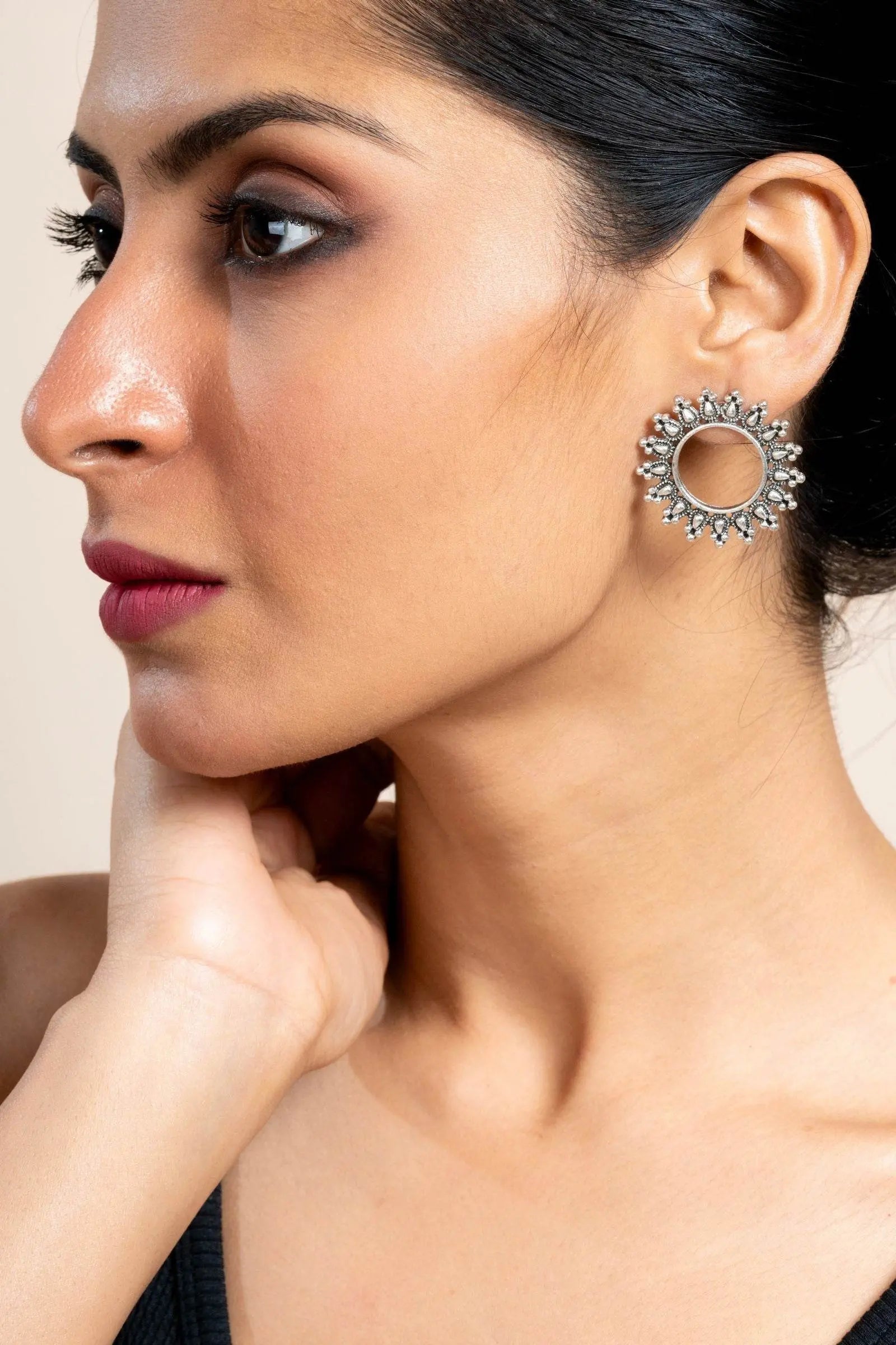 German Silver Hollow Floral Stud Earrings - Lightweight, Non-Allergic, Perfect for Any Occasion - Lookandadorn.com