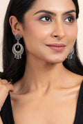 Handmade German Silver Round Stud Chandbali Earrings