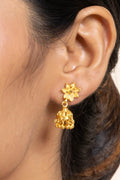 Gold Plated 1.5g Small Floral Stud Jhumka Earrings - Elegant Jewelry for All Occasions - Lookandadorn.com