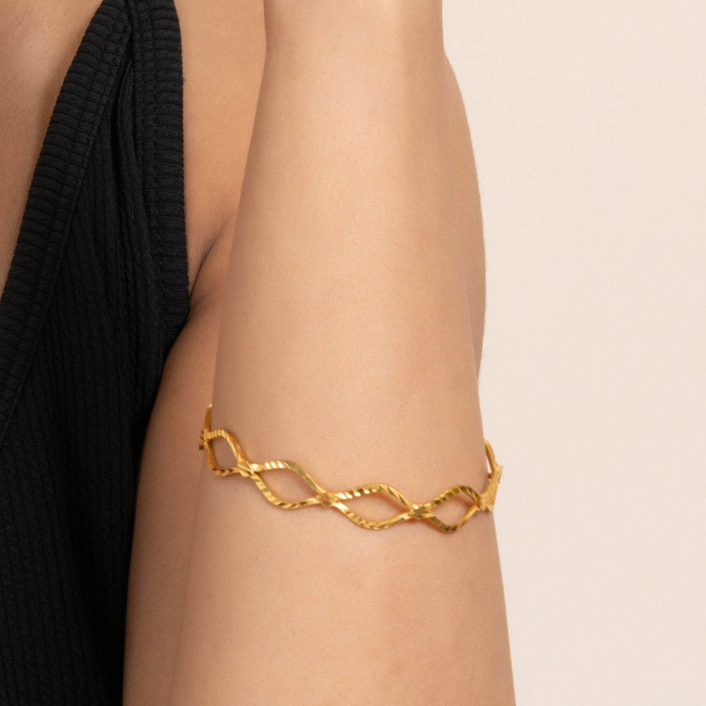 Gold Plated Designer Bangle with Intricate Detailing - Copper Jewelry for All Occasions - Lookandadorn.com