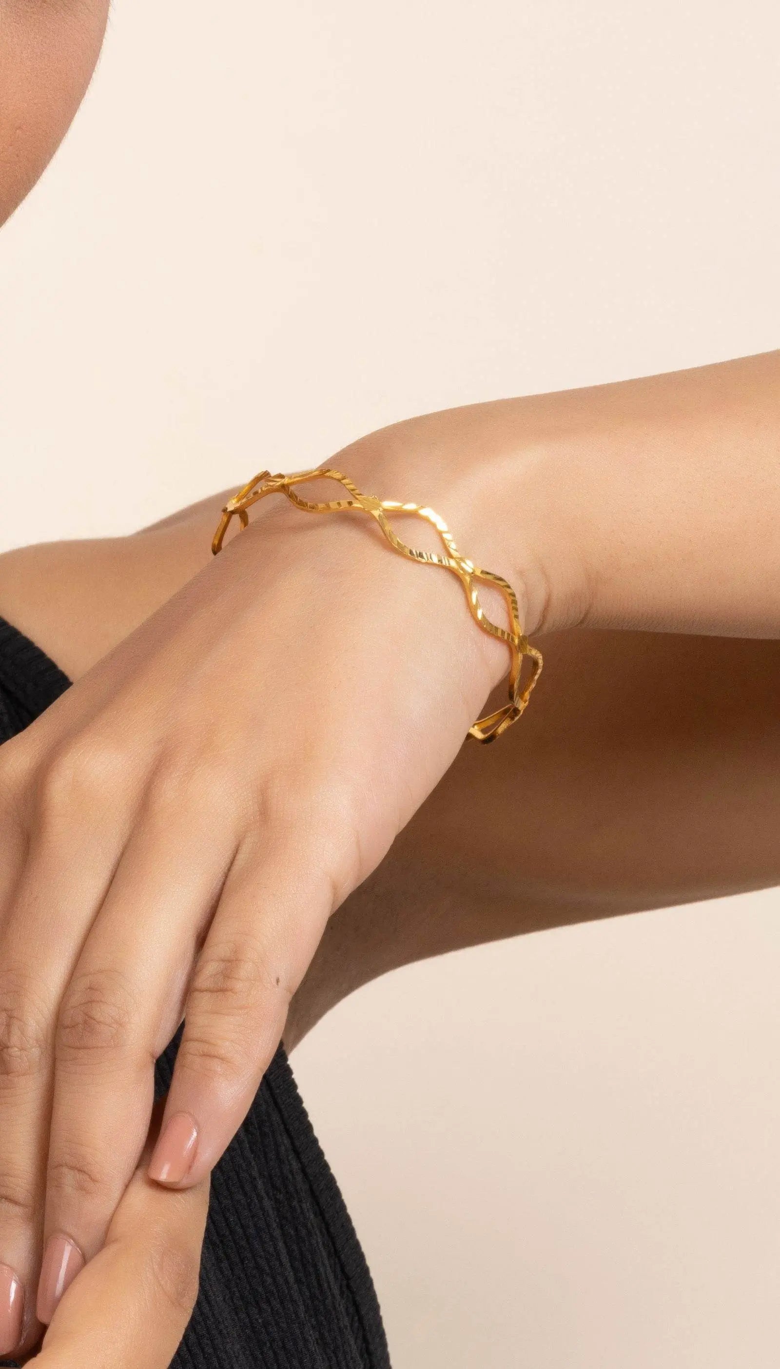 Gold Plated Designer Bangle with Intricate Detailing - Copper Jewelry for All Occasions - Lookandadorn.com