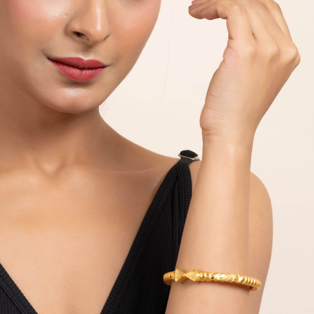 Gold Plated Designer Bangle with Intricate Designs for Timeless Elegance and Style - Lookandadorn.com