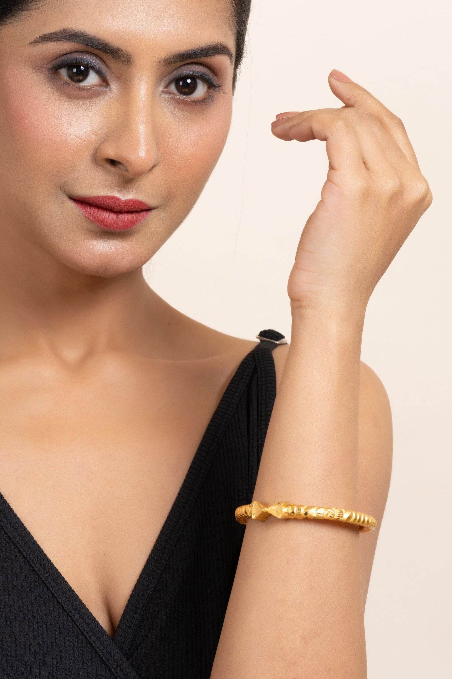 Gold Plated Designer Bangle with Intricate Designs for Timeless Elegance and Style - Lookandadorn.com