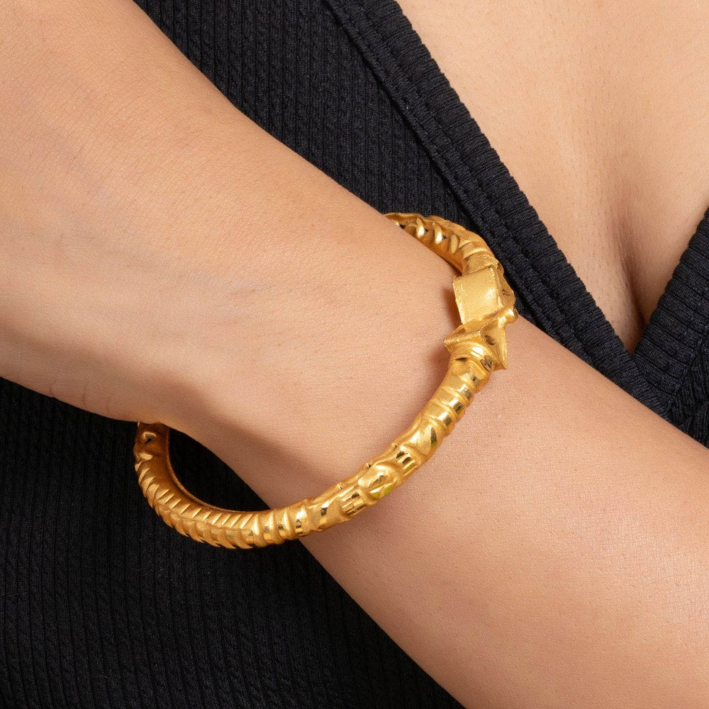 Gold Plated Designer Bangle with Intricate Designs for Timeless Elegance and Style - Lookandadorn.com