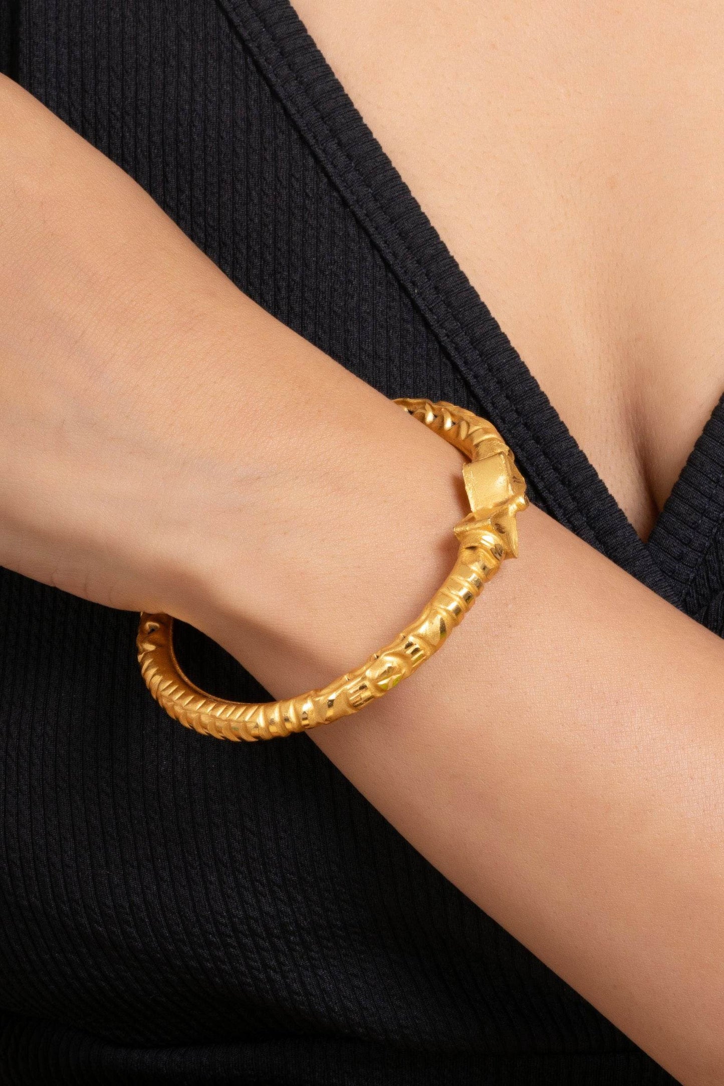 Gold Plated Designer Bangle with Intricate Designs for Timeless Elegance and Style - Lookandadorn.com