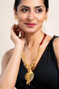 Gold Plated Designer Conch Necklace Jewelry Set with Matching Stud Earrings - Handmade Copper Jewelry - Lookandadorn.com