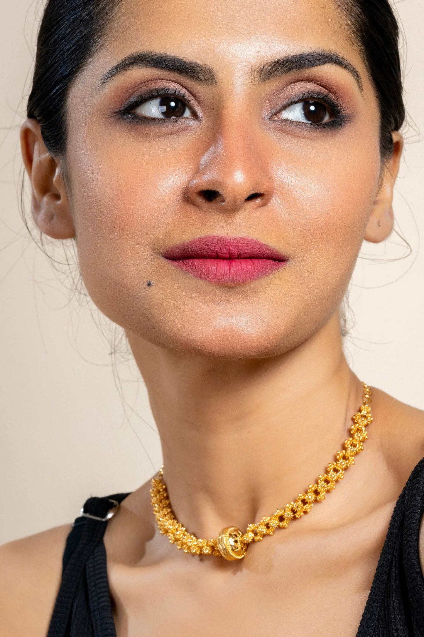 Gold Plated Designer Focal Bead Choker Necklace - Copper Jewelry for All Occasions - Lookandadorn.com