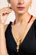 Gold Plated Floral Necklace with Matching Stud Earrings Jewelry Set, Exquisite Jewelry for All Occasions - Lookandadorn.com