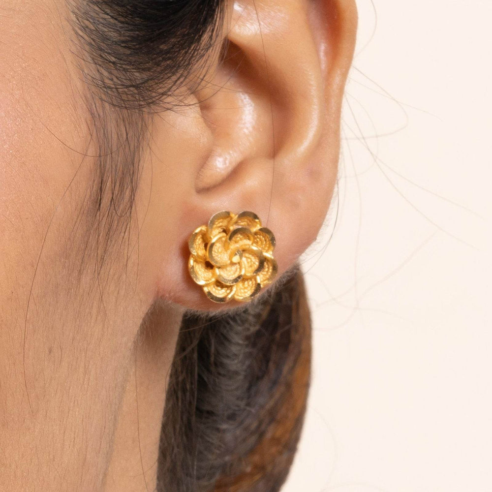 Gold Plated Double Layer Flower Stud Earrings - Exquisite Jewelry for All Occasions - Lookandadorn.com