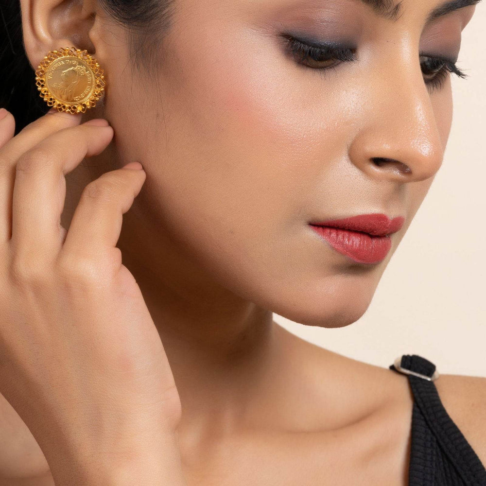 Gold Plated Guinea Coin Stud Earrings – Exquisite Jewelry for All Occasions - Lookandadorn.com