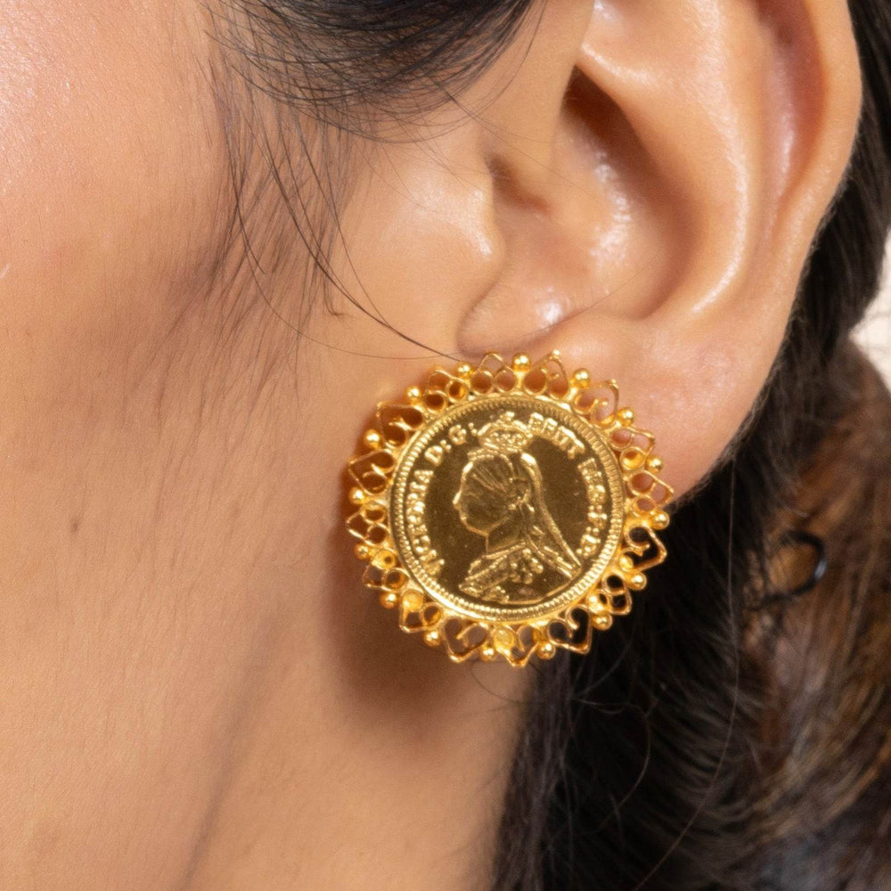 Gold Plated Guinea Coin Stud Earrings – Exquisite Jewelry for All Occasions - Lookandadorn.com