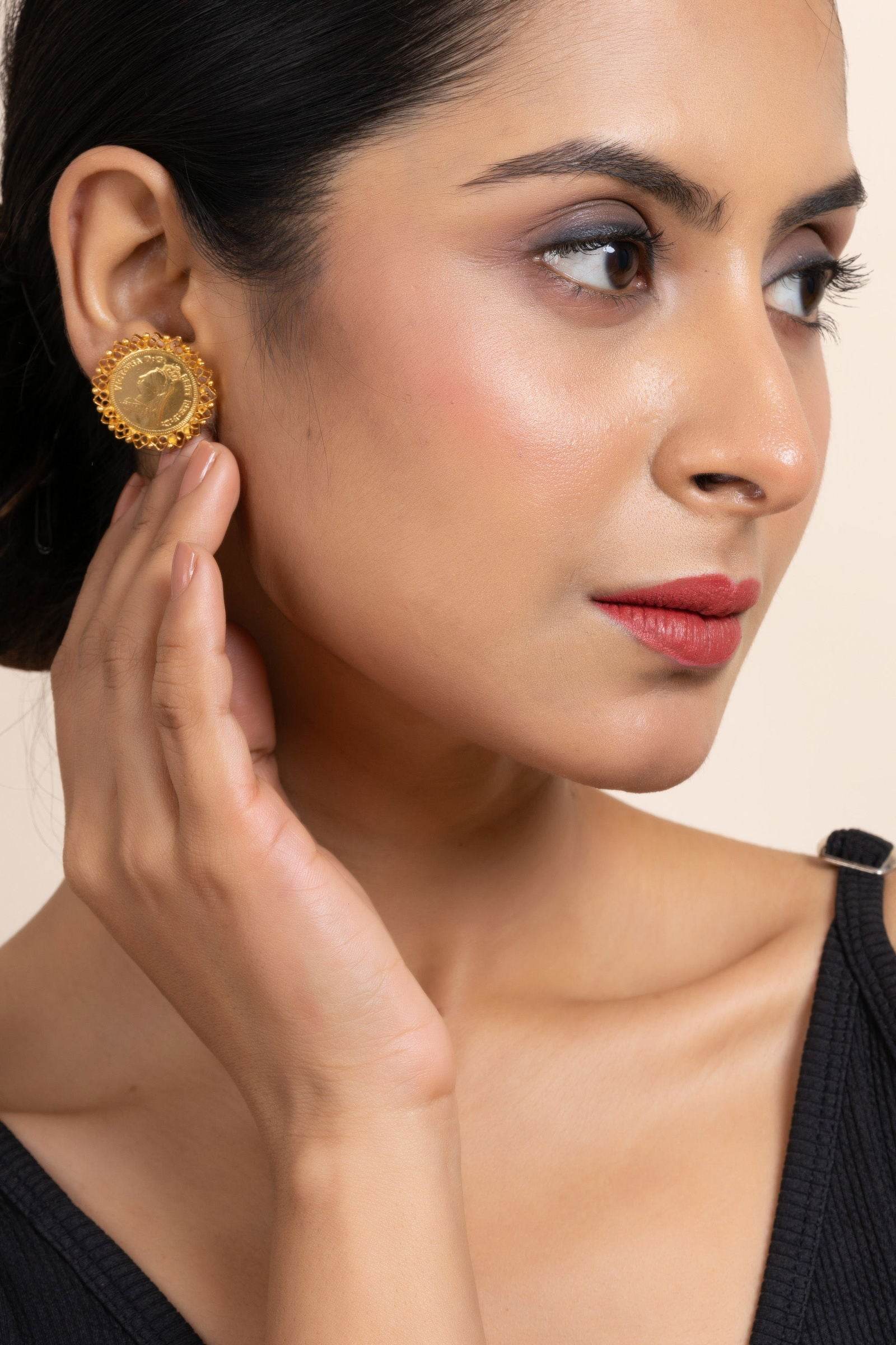 Coin stud earrings hot sale