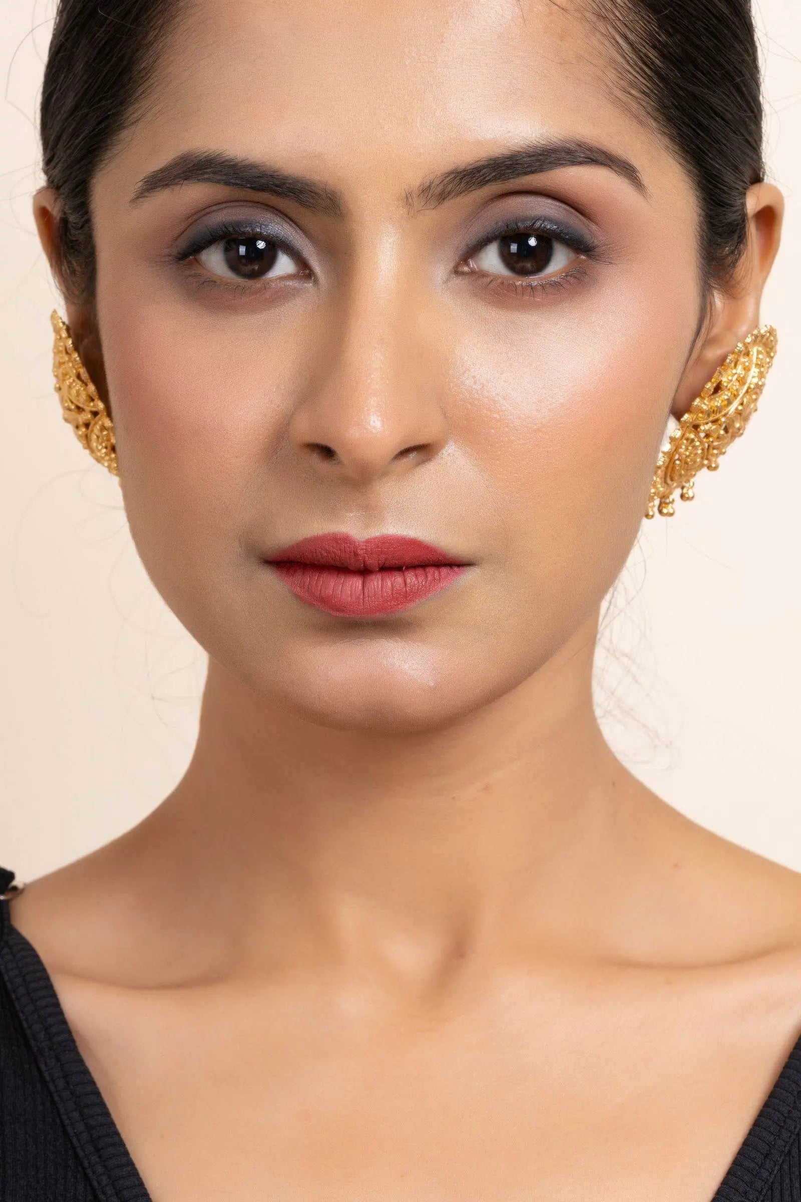 Gold Plated Jumbo Floral Stud Earrings - Luxurious Design, Copper, Non-Allergenic, Perfect for All Occasions - Lookandadorn.com