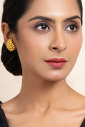 Gold Plated Mango Motif Stud Earrings - Copper, Elegant Jewelry for All Occasions - Lookandadorn.com