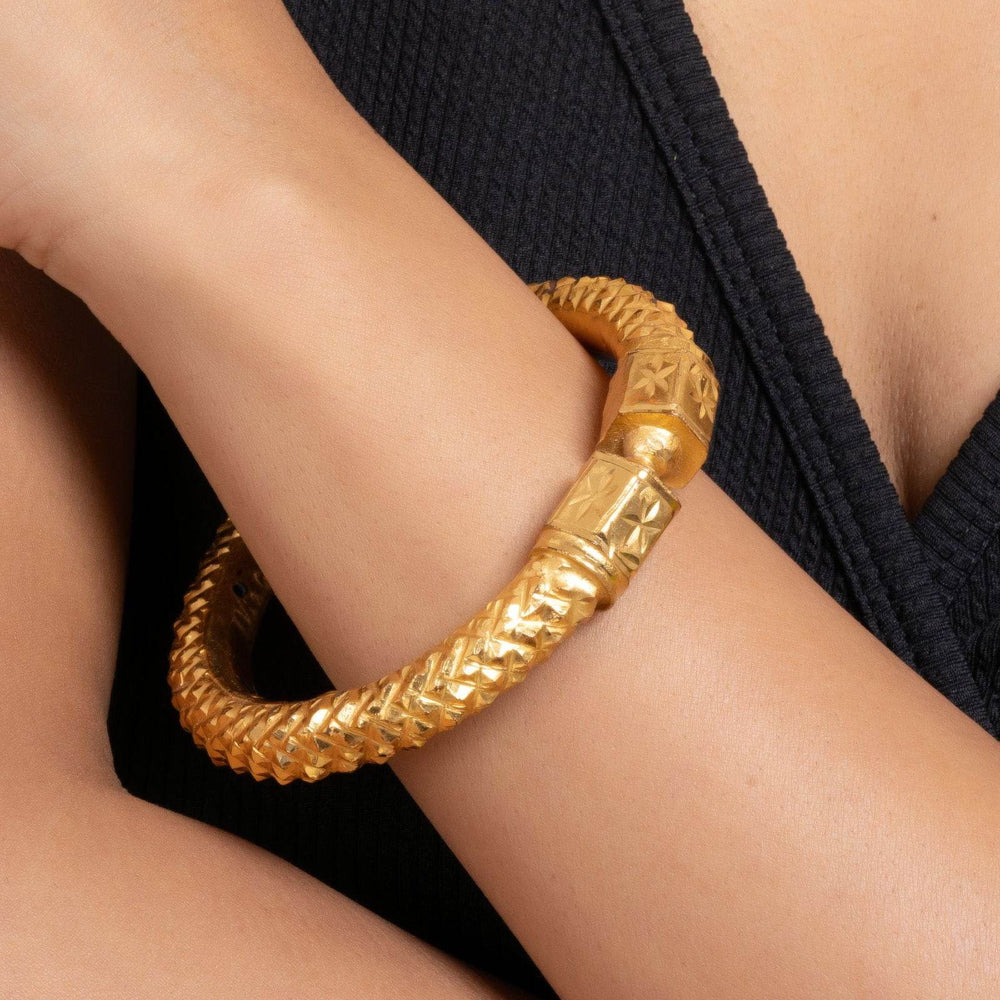 Gold Plated Nakshi Design Bangle - Exquisite Copper Jewelry for All Occasions - Lookandadorn.com