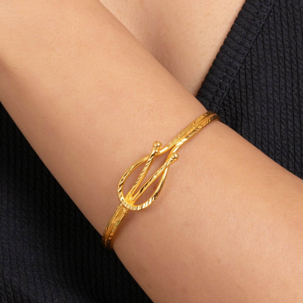 Gold Plated Twisted Noa Bangle - Copper Jewelry, Non-Allergic, Elegant Design for All Occasions - Lookandadorn.com