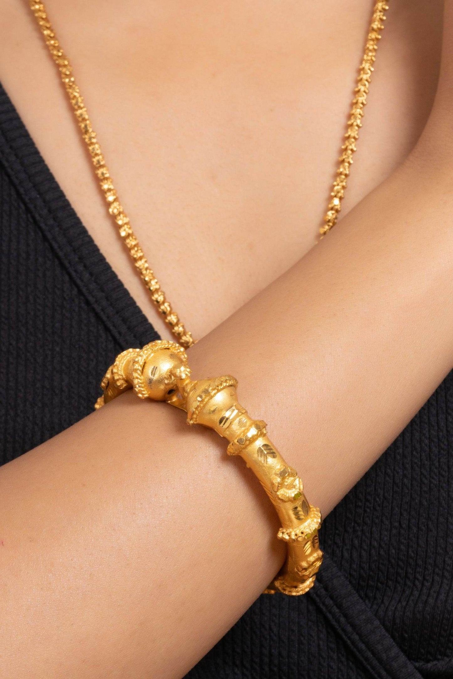 Gold Plated Manipuri Design Bala Bangle – Exquisite Copper Jewelry with 1.5g Gold Plating - Lookandadorn.com