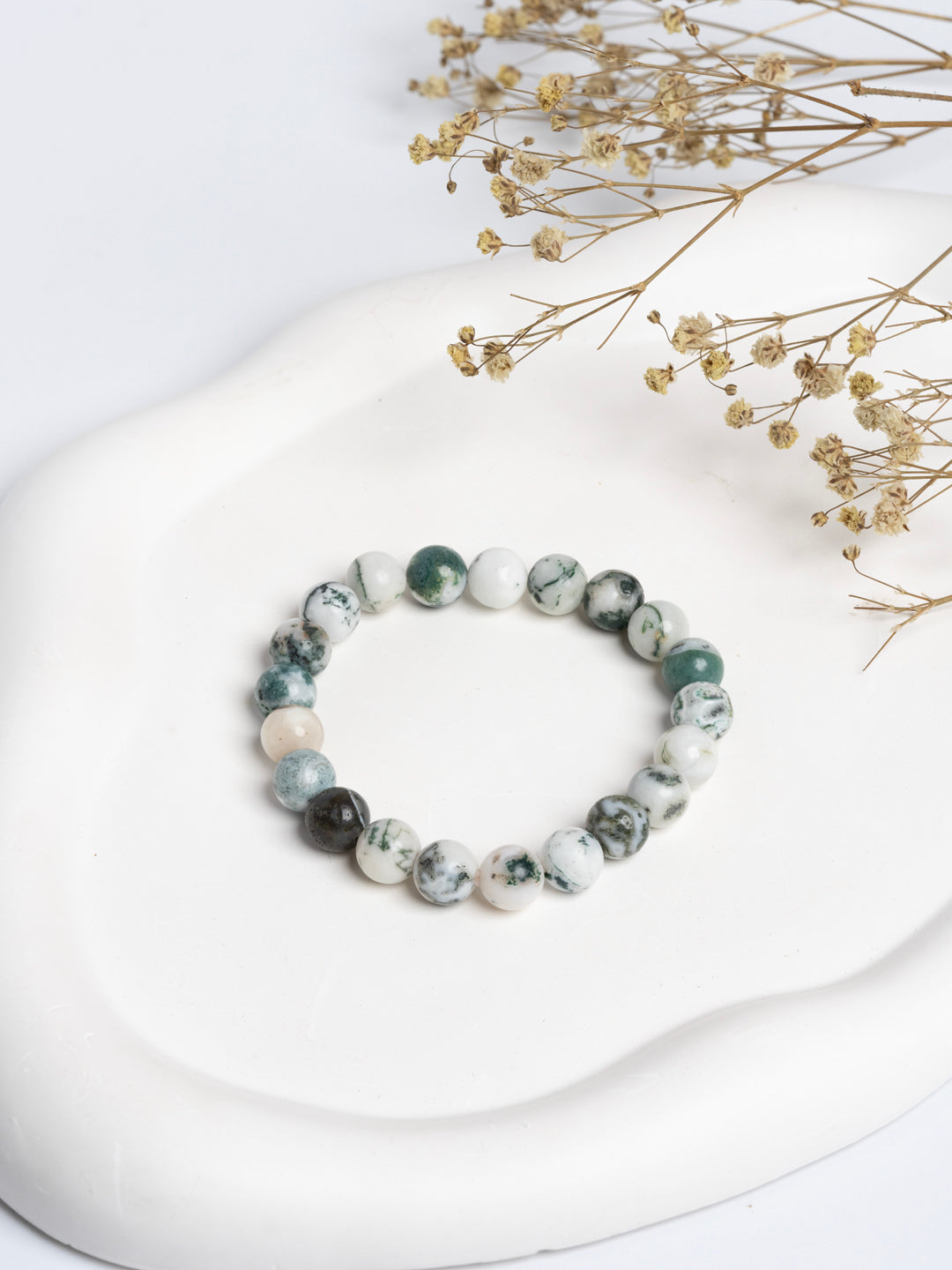 Green White Natural Moss Tree Agate | Premium AAA grade LOOK AND ADORN - designed for you
