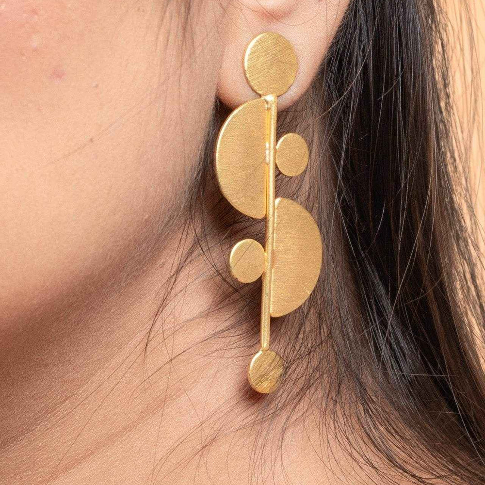 Half Moon Brass Stud Earrings - Non-Allergic, Elegant Fashion Jewelry for All Occasions - Lookandadorn.com